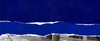 A creative composition featuring a torn blue background with a street view partially visible beneath.