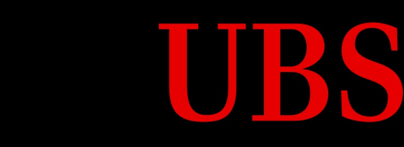 The image features the logo of UBS in bold red letters against a black background.